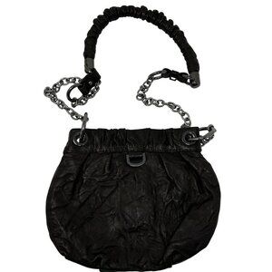 Rafe New York Black Leather Purse Shoulder Bag Chain Strap Interior Bucket Hobo